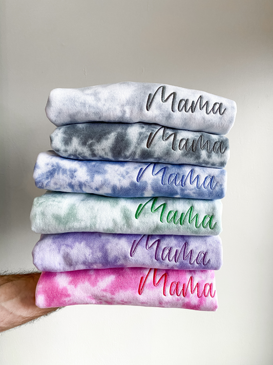 Embroidered Mama Tie Dye Crewneck