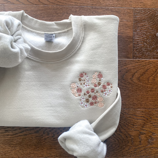 Paw Print Embroidered Sweatshirt