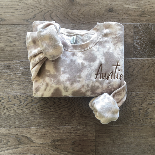 Auntie Embroidered Tie Dye Sweatshirt